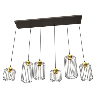 Vander 6 Svart/Guld pendellampa - Ø16 cm, E27, 230V, utan ljuskälla