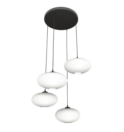 Coco 4 Svart Prem Opal pendellampa - Ø30 cm, E27, 230V, utan ljuskälla
