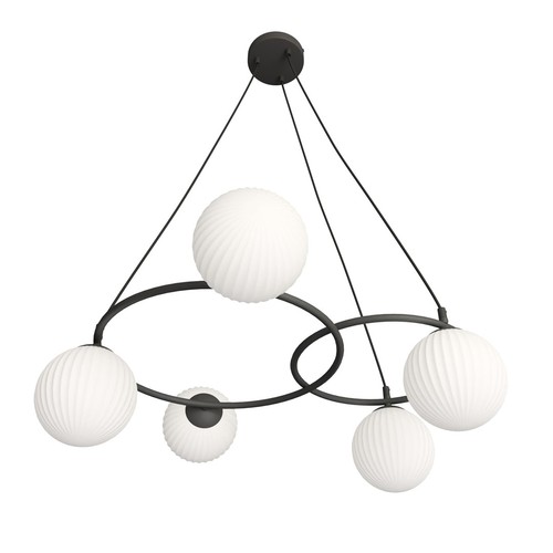 Libra 5 Svart/Opal pendellampa - Ø15 cm, E14, 230V, utan ljuskälla