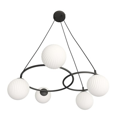 Libra 5 Svart/Opal pendellampa - Ø15 cm, E14, 230V, utan ljuskälla