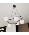 Libra 5 Svart/Opal pendellampa - Ø15 cm, E14, 230V, utan ljuskälla