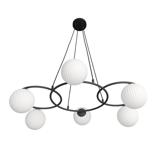 Libra 6 Svart/Opal pendellampa - Ø15 cm, E14, 230V, utan ljuskälla