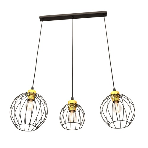Nando 3 Svart/Guld pendellampa - Ø24 cm, E27, 230V, utan ljuskälla