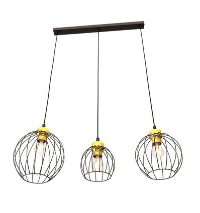 Nando 3 Svart/Guld pendellampa - Ø24 cm, E27, 230V, utan ljuskälla