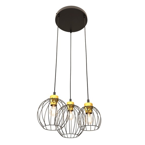 Nando 3PREM Svart/Guld pendellampa - Ø24 cm, E27, 230V, utan ljuskälla