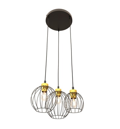 Nando 3PREM Svart/Guld pendellampa - Ø24 cm, E27, 230V, utan ljuskälla