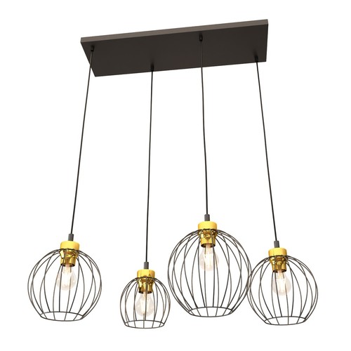 Nando 4 Svart/Guld pendellampa - Ø24 cm, E27, 230V, utan ljuskälla
