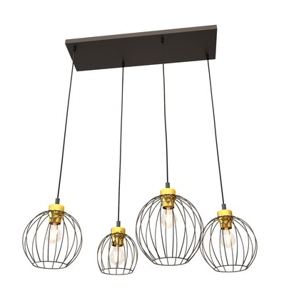 Nando 4 Svart/Guld pendellampa - Ø24 cm, E27, 230V, utan ljuskälla