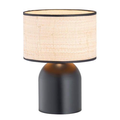 Aspen LN1 Svart/Rattan bordslampa - Ø25 cm, E27, 230V, utan ljuskälla