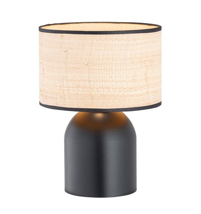 Aspen LN1 Svart/Rattan bordslampa - Ø25 cm, E27, 230V, utan ljuskälla