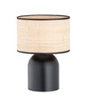 Aspen LN1 Svart/Rattan bordslampa - Ø25 cm, E27, 230V, utan ljuskälla