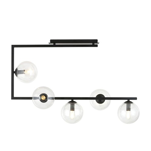 Soma 5 Svart/Transparent taklampa - Ø14 cm, E14, 230V, utan ljuskälla