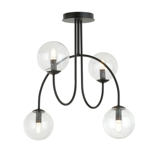 Archi 4A Svart/Transparent takkrona - Ø14 cm, E14, 230V, utan ljuskälla