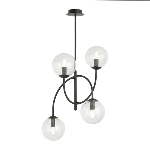 Archi 4B Svart/Transparent ljuskrona - Ø14 cm, E14, 230V, utan ljuskälla