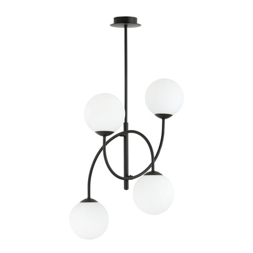 Archi 4B Svart/Opal takkrona - Ø14 cm, E14, 230V, utan ljuskälla