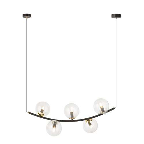 Ritz 5 Svart/Transparent pendellampa - Ø14 cm, E14, 230V, utan ljuskälla