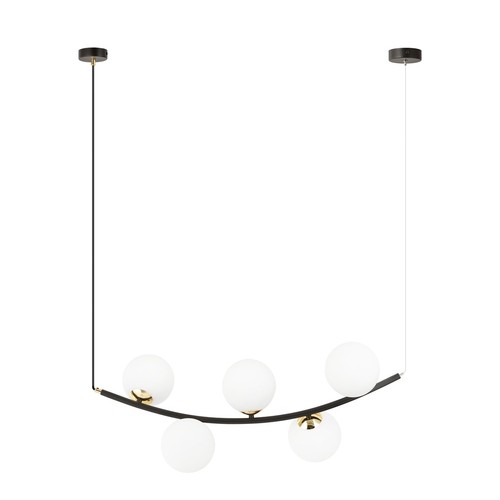 Ritz 5 Svart/Opal pendellampa - Ø14 cm, E14, 230V, utan ljuskälla