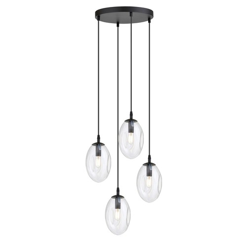 Astral 4 Svart Premium Transparent pendellampa - Ø12 cm, E14, 230V, utan ljuskälla