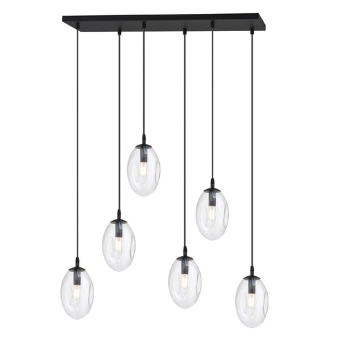 Astral 6 Svart/Transparent pendellampa - Ø12 cm, E14, 230V, utan ljuskälla