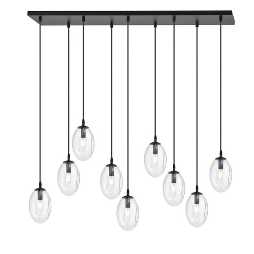 Astral 9 Svart/Transparent pendellampa - Ø12 cm, E14, 230V, utan ljuskälla