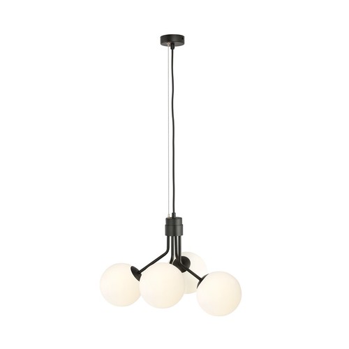 Nova 4 Svart/Opal pendellampa - Ø15 cm, E14, 230V, utan ljuskälla