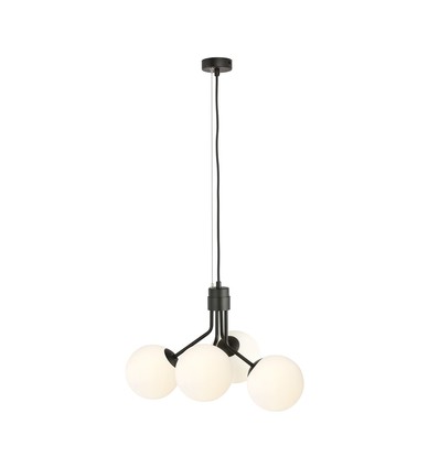 Nova 4 Svart/Opal pendellampa - Ø15 cm, E14, 230V, utan ljuskälla