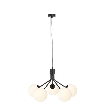Nova 5 Svart/Opal pendellampa - Ø15 cm, E14, 230V, utan ljuskälla