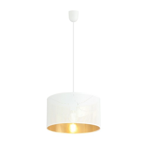 Aston 1 Vit/Guld pendellampa - Ø35 cm, E27, 230V, utan ljuskälla