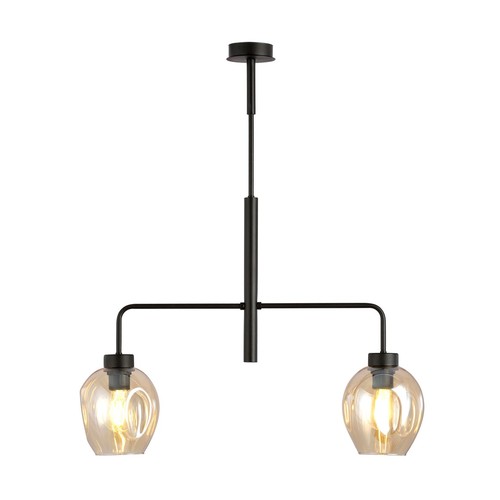 Lukka 2 Svart/Bärnsten pendellampa - Ø14 cm, E27, 230V, utan ljuskälla