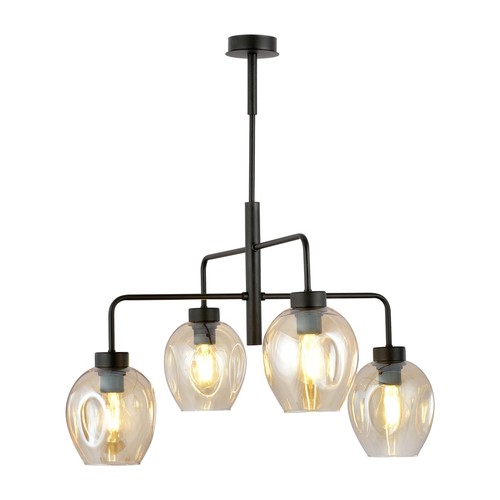 Lukka 4 Svart/Bärnsten pendellampa - Ø14 cm, E27, 230V, utan ljuskälla