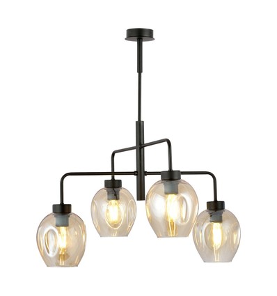 Lukka 4 Svart/Bärnsten pendellampa - Ø14 cm, E27, 230V, utan ljuskälla