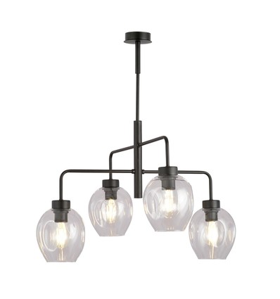 Lukka 4 Svart/Transparent pendellampa - Ø14 cm, E27, 230V, utan ljuskälla