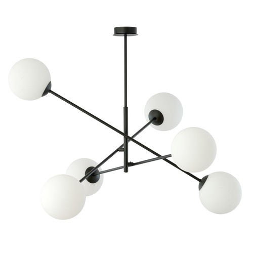 Linear 6 Svart/Opal pendellampa - Ø15 cm, E14, 230V, utan ljuskälla