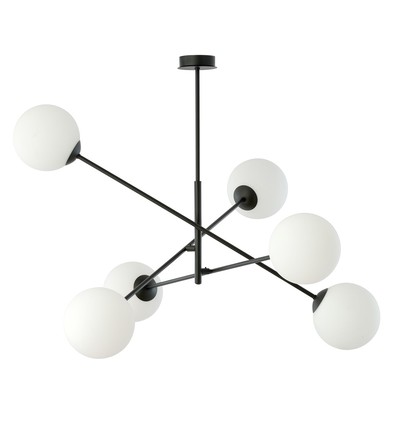 Linear 6 Svart/Opal pendellampa - Ø15 cm, E14, 230V, utan ljuskälla