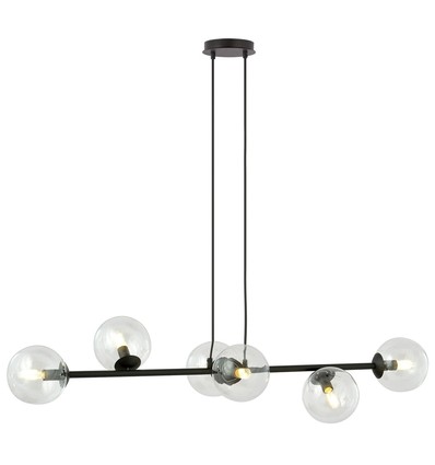 Rossi 6 Svart/Transparent pendellampa - Ø14 cm, E14, 230V, utan ljuskälla