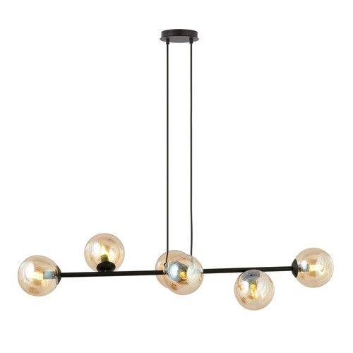 Rossi 6 Svart/Bärnsten pendellampa - Ø14 cm, E14, 230V, utan ljuskälla