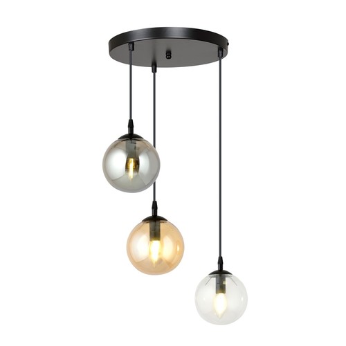 Cosmo 3 Svart Premium Mix pendellampa - Ø14 cm, E14, 230V, utan ljuskälla