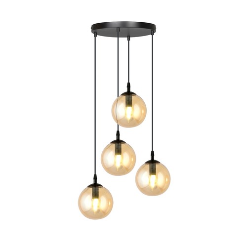 Cosmo 4 Svart Premium Bärnsten pendellampa - Ø14 cm, E14, 230V, utan ljuskälla