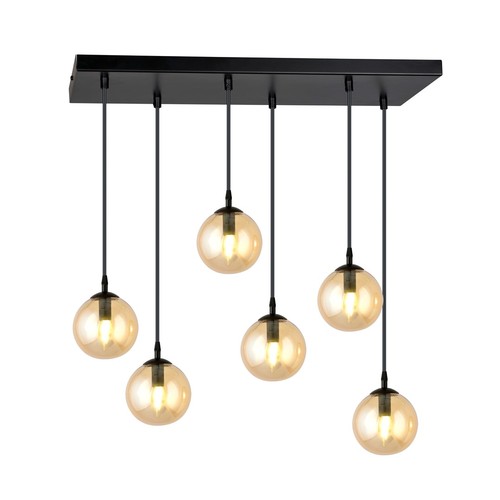 Cosmo 6 Svart/Bärnsten pendellampa - Ø14 cm, E14, 230V, utan ljuskälla