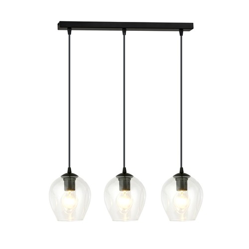 Istar 3 Svart/Transparent pendellampa - Ø14 cm, E27, 230V, utan ljuskälla