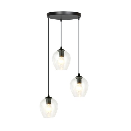 Istar 3 Svart Premium Transparent pendellampa - Ø14 cm, E27, 230V, utan ljuskälla