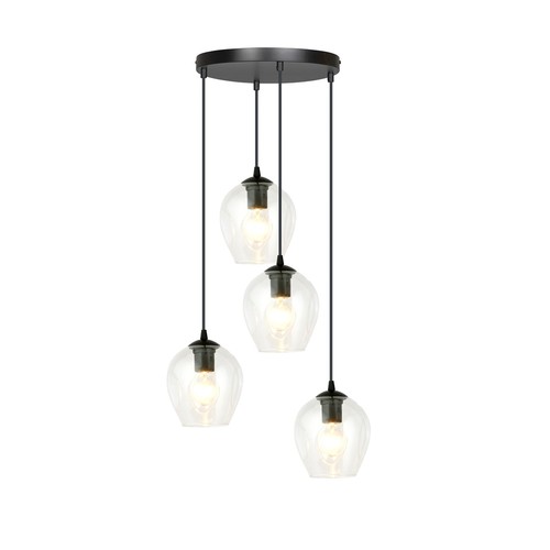 Istar 4 Svart Premium Transparent pendellampa - Ø14 cm, E27, 230V, utan ljuskälla