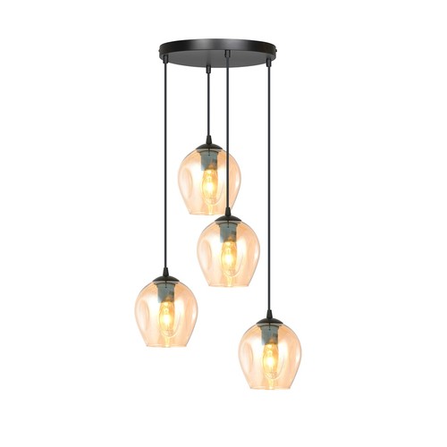Istar 4 Svart Premium Bärnsten pendellampa - Ø14 cm, E27, 230V, utan ljuskälla