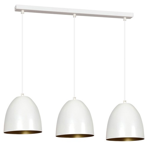 Lenox 3 Vit / Guld pendellampa - E27, 230V, utan ljuskälla