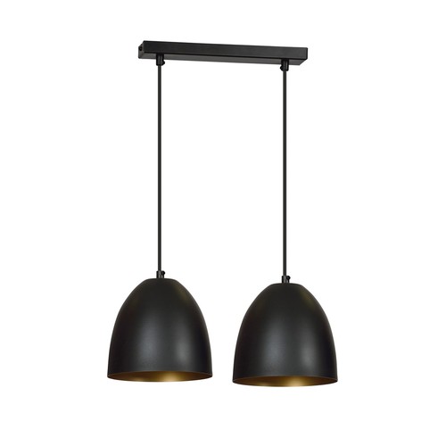 Lenox 2 Svart / Guld pendellampa - E27, 230V, utan ljuskälla