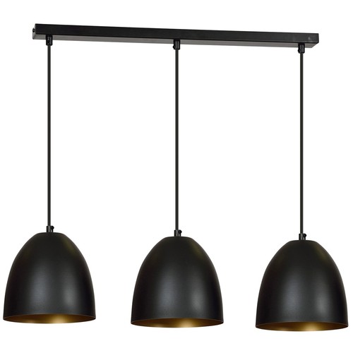 Lenox 3 Svart / Guld pendellampa - E27, 230V, utan ljuskälla