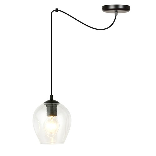 Level 1 Svart/Transparent pendellampa - Ø14 cm, E27, 230V, utan ljuskälla