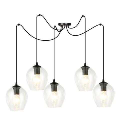 Level 5 Svart/Transparent pendellampa - Ø14 cm, E27, 230V, utan ljuskälla