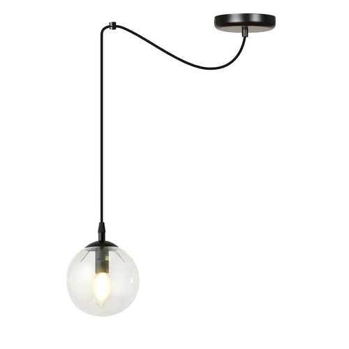 Gigi 1 Svart/Transparent pendellampa - Ø14 cm, E14, 230V, utan ljuskälla