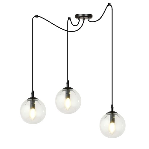 Gigi 3 Svart/Transparent pendellampa - Ø14 cm, E14, 230V, utan ljuskälla